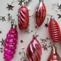 Vintage julekugler, rosa st, 7 stk samlet