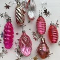 Vintage julekugler, rosa st, 7 stk samlet
