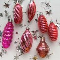 Vintage julekugler, rosa st, 7 stk samlet