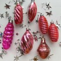 Vintage julekugler, rosa st, 7 stk samlet