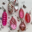 Vintage julekugler, rosa st, 7 stk samlet