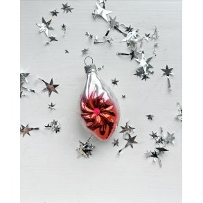 Vintage Christmas ornament, silver drop w swirl