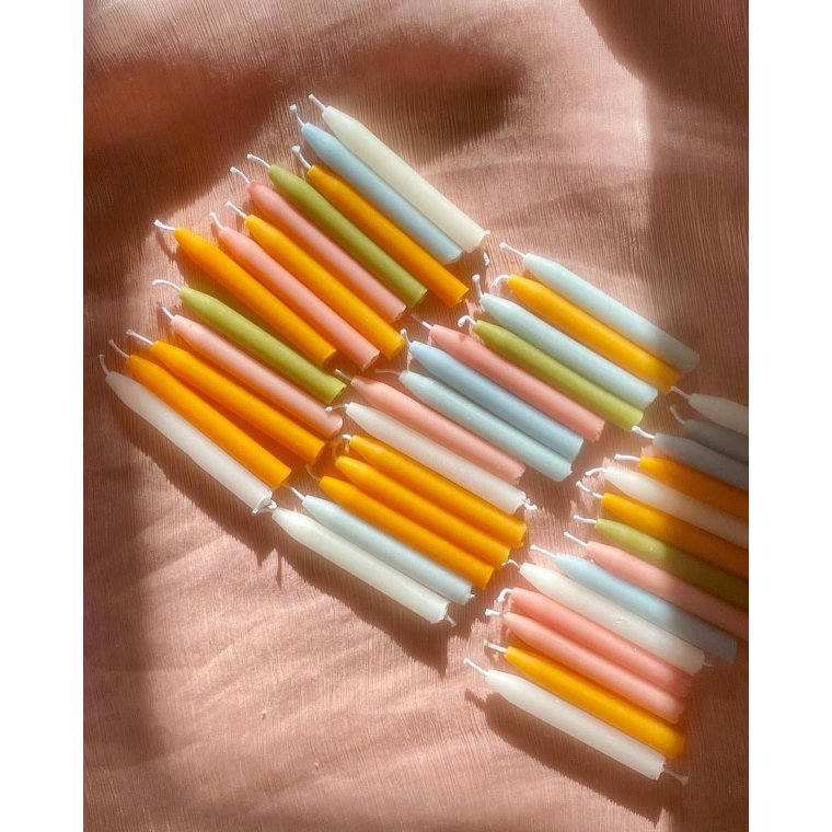 Sollys juletrslys, hndlavet bivoks, pr stk Hvid