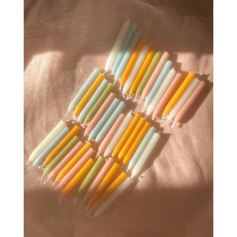 Sollys juletrslys, hndlavet bivoks, pr stk Hvid