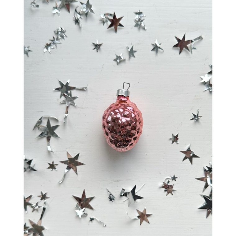 Vintage julekugler, lyserdt hindbr