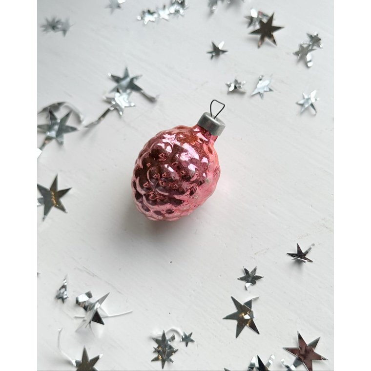 Vintage julekugler, lyserdt hindbr