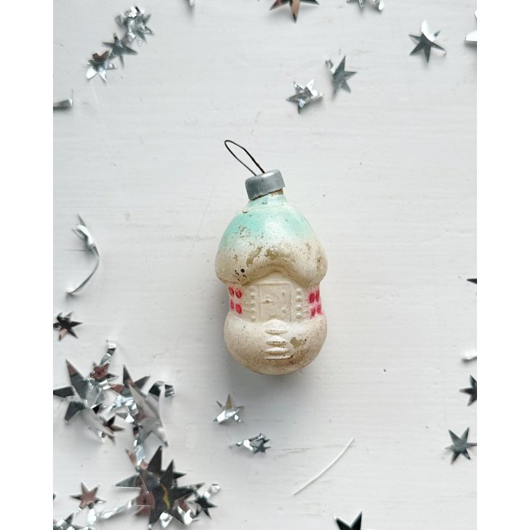 Vintage julekugle, pastelfarvet hus