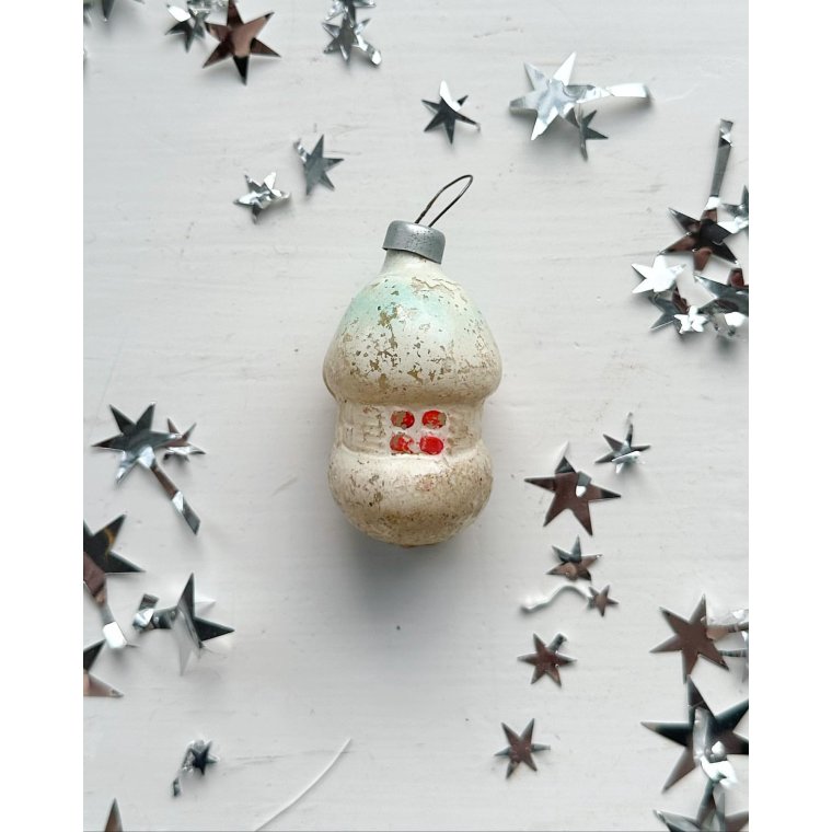 Vintage julekugle, pastelfarvet hus