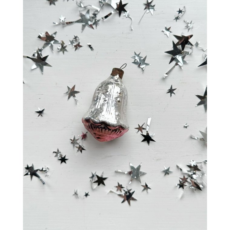 Vintage julekugle, klokkeblomst m lyserd bund