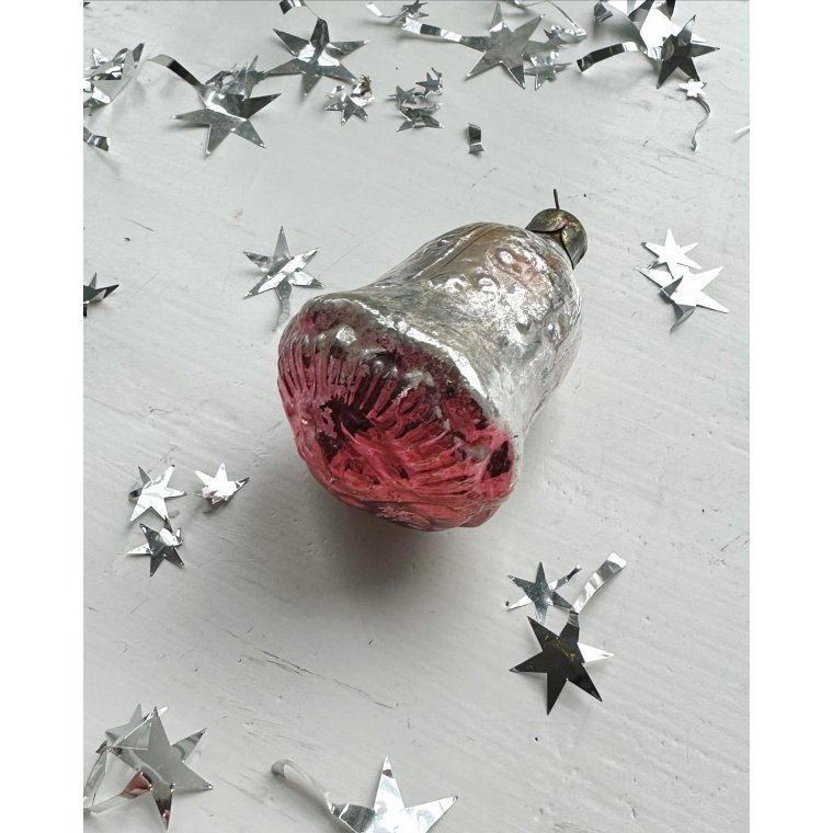 Vintage julekugle, klokkeblomst m lyserd bund