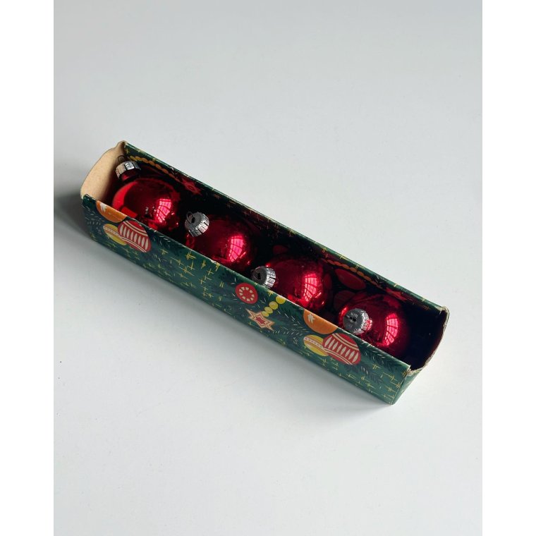 Retro julekugler fra GDR, 4 stk i ske