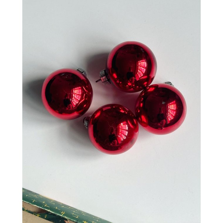 Retro julekugler fra GDR, 4 stk i ske