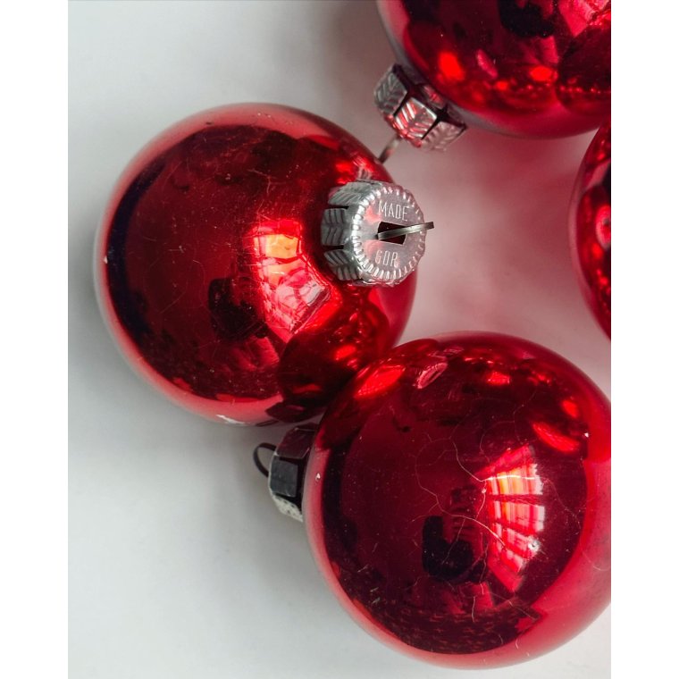 Retro julekugler fra GDR, 4 stk i ske