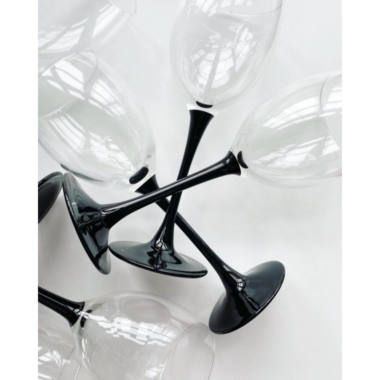 Luminarc wine glass w black stem, 20 cm, pr pc