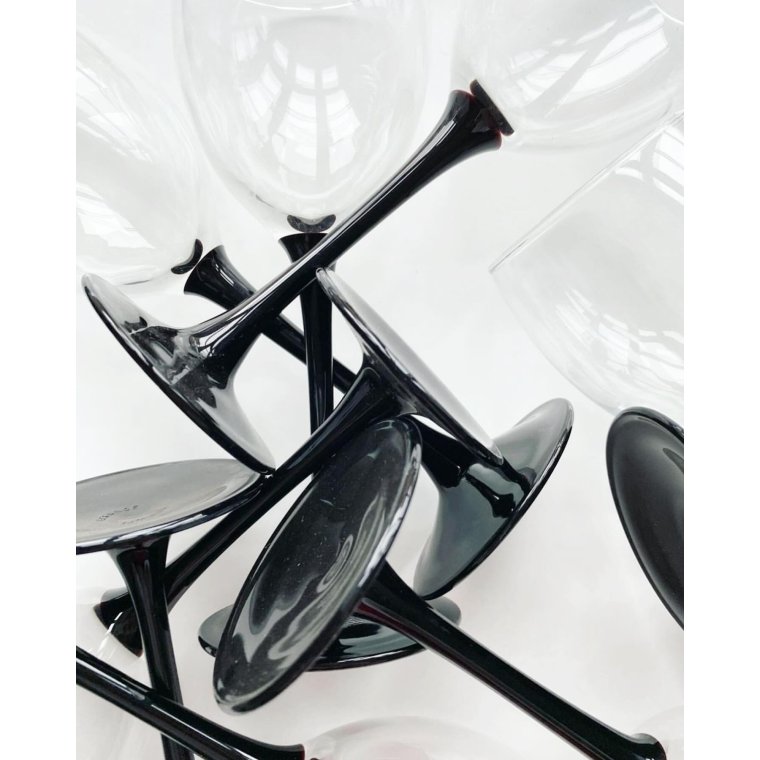 Luminarc wine glass w black stem, 20 cm, pr pc