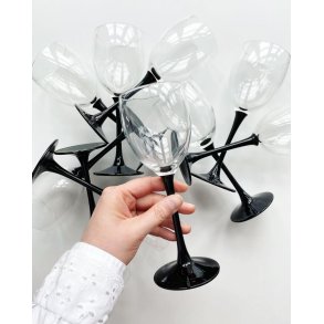 Luminarc wine glass w black stem, 20 cm, pr pc