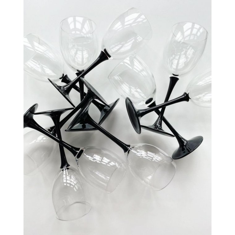 Luminarc wine glass w black stem, 20 cm, pr pc