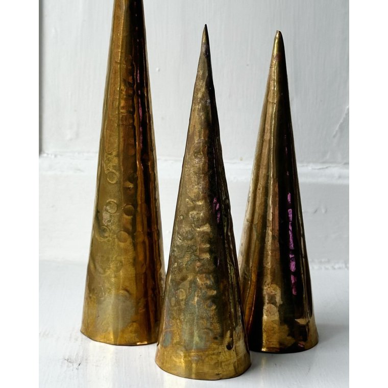 Messingspyd, hamrede, 3 stk samlet
