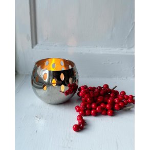 Tealight holder, silver tone w holes