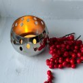 Tealight holder, silver tone w holes
