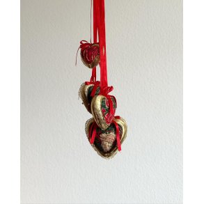 Retro patchwork hearts, polystyrene, set of 4