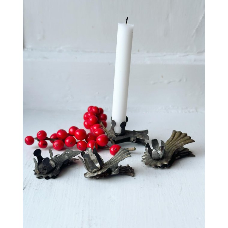 Blandede antikke lyseklemmer, 4 stk samlet