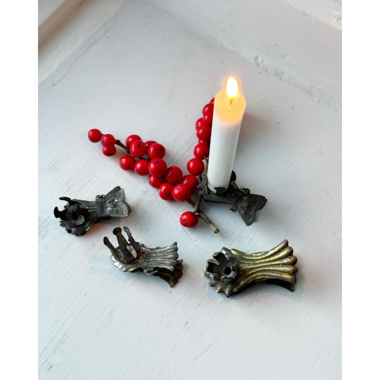 Blandede antikke lyseklemmer, 4 stk samlet