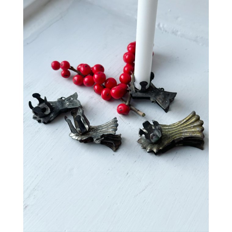 Blandede antikke lyseklemmer, 4 stk samlet