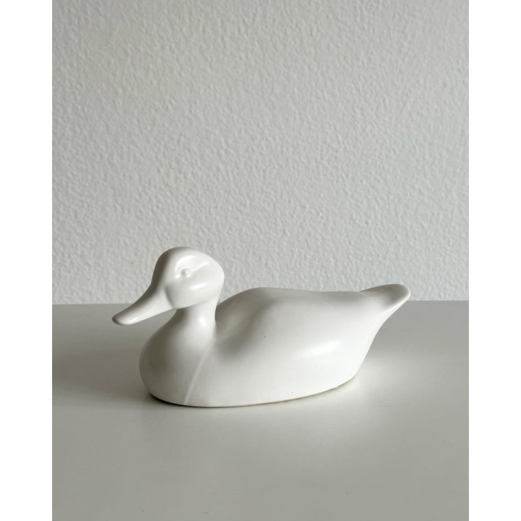 Duck, figure w white glaze, NB