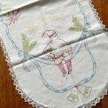 Antique table runner w embroidery, 88 x 38 cm