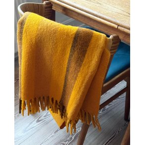 Orange retro blanket w brown stripes, 184 x 130 cm