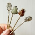 Mocca spoons w semi-precious stones, set of 4