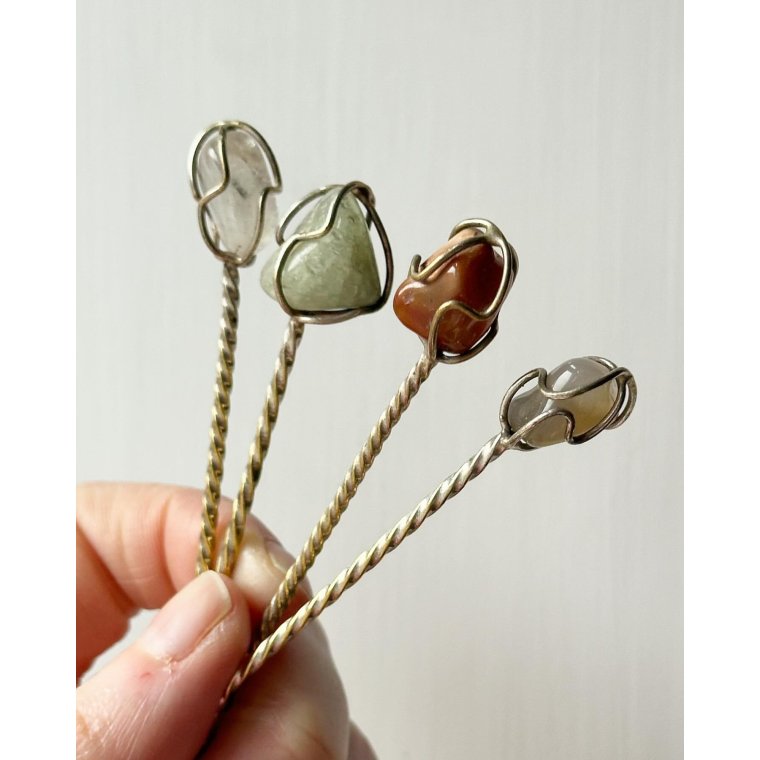 Mocca spoons w semi-precious stones, set of 4