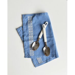 Retro cutlery, dinner spoons, white plastic, set of 2