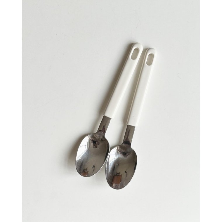 Retrobestik, spiseskeer, hvid plast, 2 stk samlet