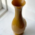 Vase, curry yellow plastic w motif
