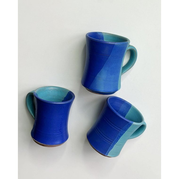 Keramikkrus, bl/turkis glasur, pr stk
