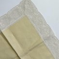 Pastel yellow fabric napkin w crocheted edge