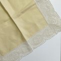 Pastel yellow fabric napkin w crocheted edge