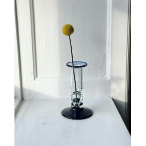 Small glass vase, clear and blue
