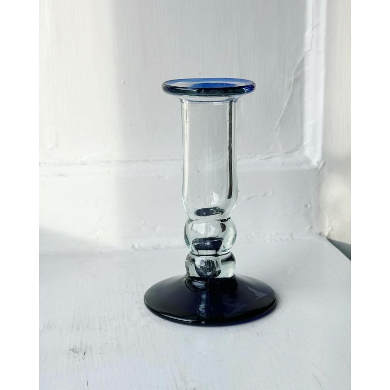 Lille glasvase, klar og bl