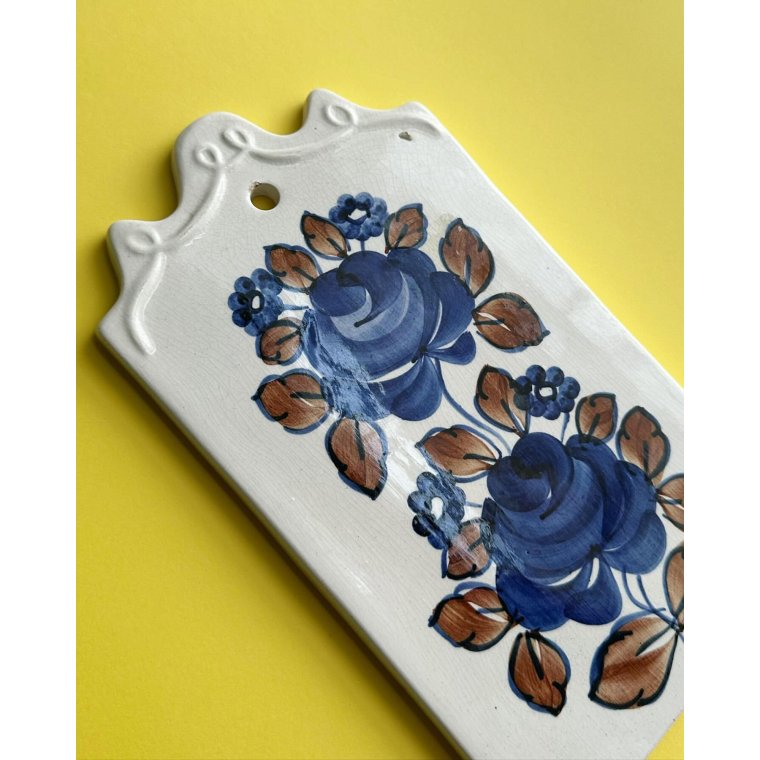 Polish faience coaster, blue/brown