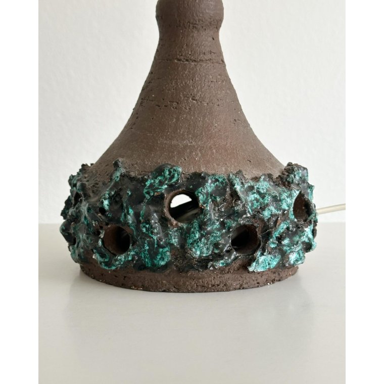 Lampefod, keramik m blgrn glasur, NB