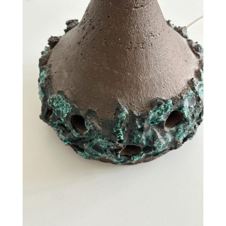 Lampefod, keramik m blgrn glasur, NB