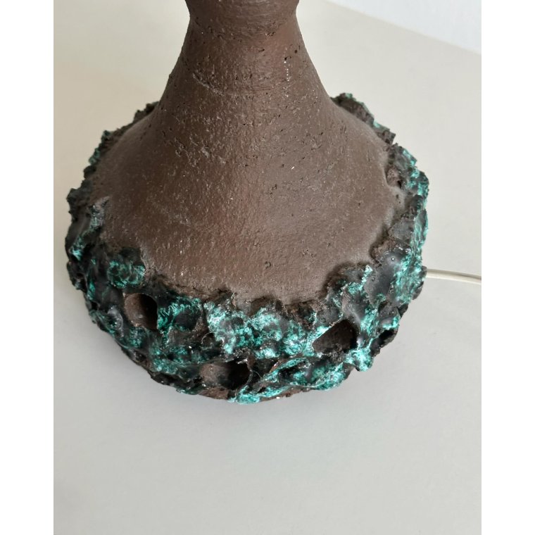 Lampefod, keramik m blgrn glasur, NB