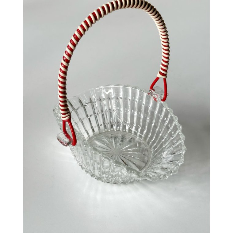 Konfektskl, presset glas m plastviklet hank