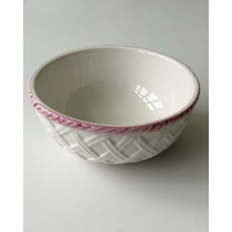 Fajanceskl m frugt og lyserd kant