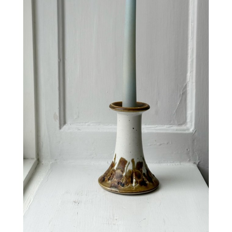 Hanne Stoneware, ceramic candleholder w brown detail