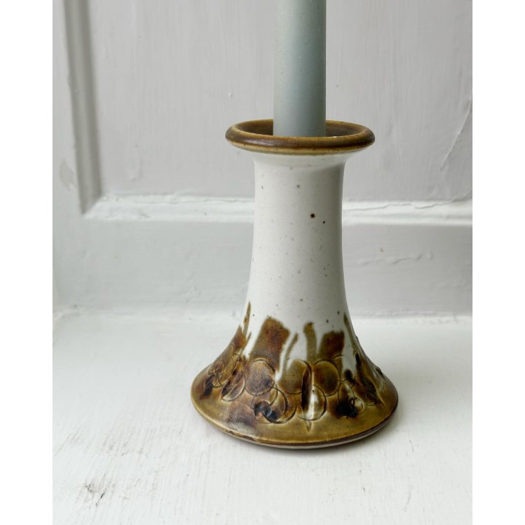 Hanne Stoneware, ceramic candleholder w brown detail