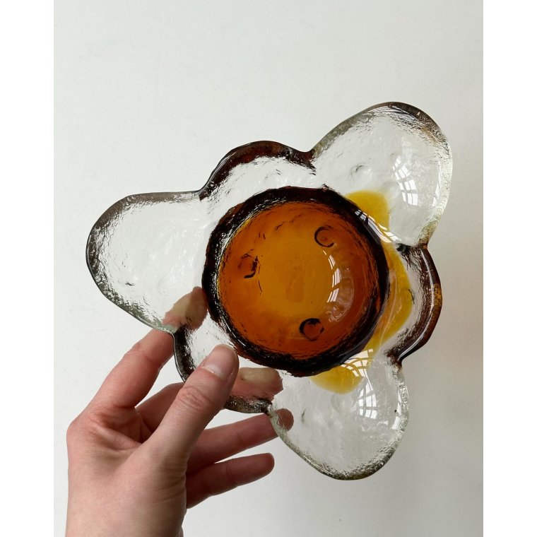 Pertti Santalahti for Humppila, glass dish w brown bottom, Kivi-set